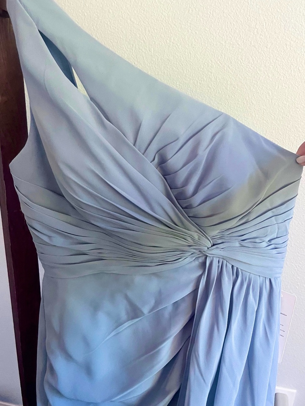 One Shoulder Chiffon Dress Size 6 Dusty Blue
